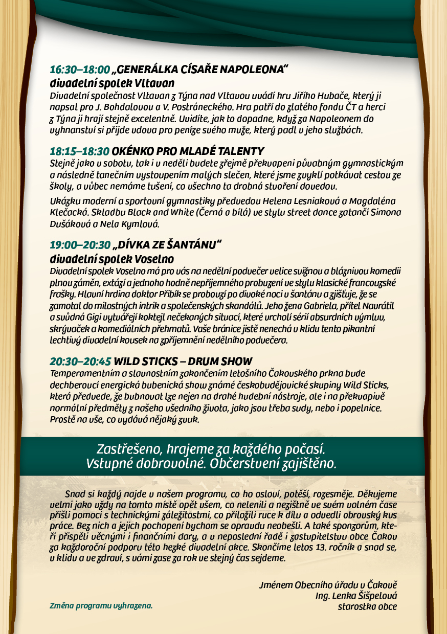 Speciální vydání občasníku - podrobný program Čakovské prkno 14.-15.9.2024