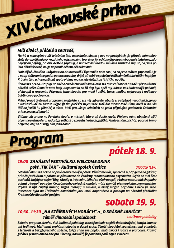 Podrobnější program Čakovského prkna 18.-20.9.2026