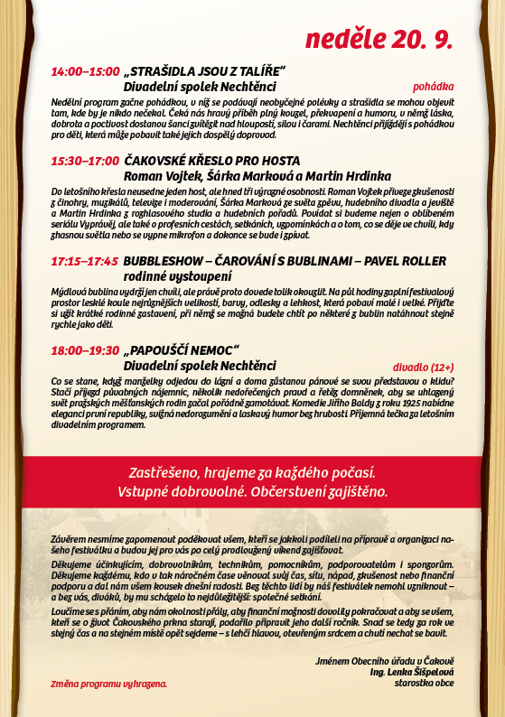 Podrobnější program Čakovského prkna 18.-20.9.2026