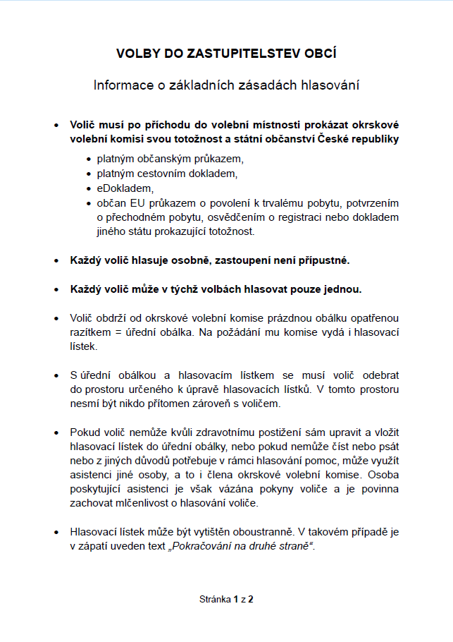 Připomenutí a informace - volby do zastupitelstev obcí 2026