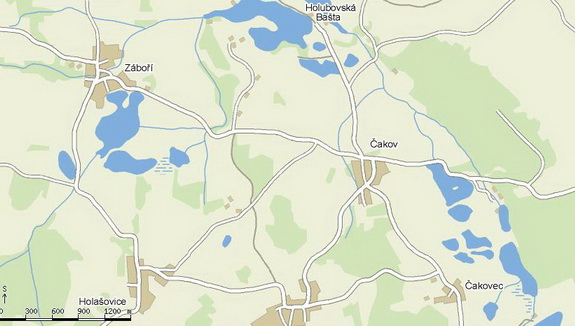 Mapa, kde se nachází obec Čakov