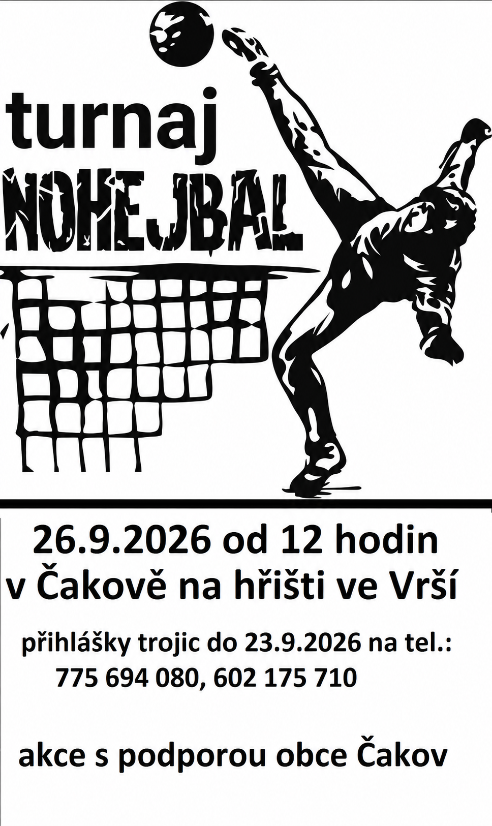Pozvánka na nohejbalový turnaj trojic v Čakově